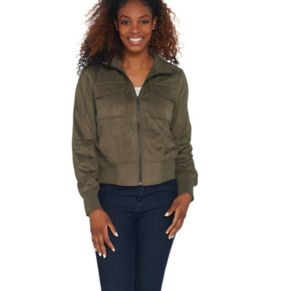 Faux suede bomber jacket